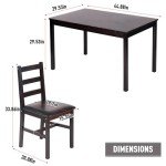 Wooden Dining Table and Chair Set for 4