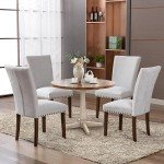 Set of 4 Light Grey Upholstered Dining Chairs