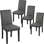 Set of 4 Modern Fabric Dining Chairs - Dark Grey
