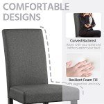 Set of 4 Modern Fabric Dining Chairs - Dark Grey