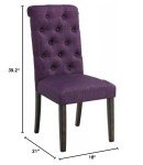 Purple Tufted Solid Wood Dining Chairs - Set of 2