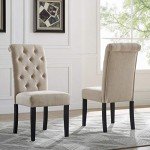 Purple Tufted Solid Wood Dining Chairs - Set of 2