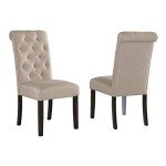 Purple Tufted Solid Wood Dining Chairs - Set of 2