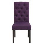 Purple Tufted Solid Wood Dining Chairs - Set of 2