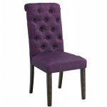 Purple Tufted Solid Wood Dining Chairs - Set of 2