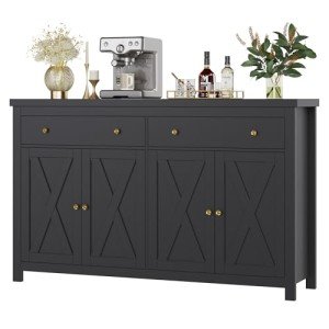 Spacious Black Sideboard Buffet Cabinet with Storage