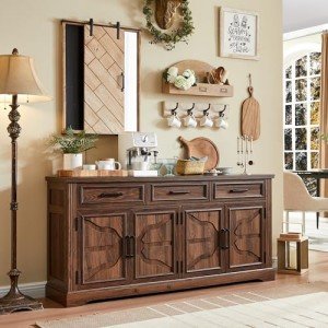 Large Dark Brown Buffet Sideboard with Storage