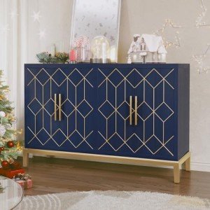 48" Modern Accent Cabinet with Gold Trim