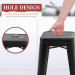 Set of 4 Black Metal Counter Height Bar Stools