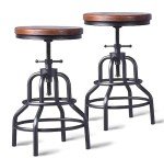 Vintage Industrial Adjustable Bar Stool Set of 2