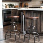 Vintage Industrial Adjustable Bar Stool Set of 2