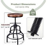 Vintage Industrial Adjustable Bar Stool Set of 2