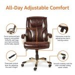 Brown/Gold Adjustable High Back Office Chair