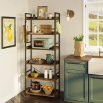 Rolanstar 6-Tier Vintage Industrial Bookshelf with Hooks