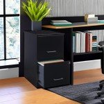 Lorell 2-Drawer Black File Cabinet, 18" Deep