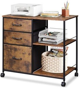 Rustic Brown 3-Drawer Mobile File Cabinet