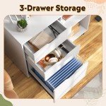 3-Drawer Mobile File Cabinet with Open Shelves