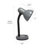Gray Basic Metal Desk Lamp with Flexible Neck