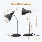 Metal Desk Lamp with Flexible Goose Neck - Black