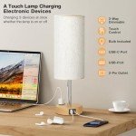 Dimmable Touch Bedside Table Lamp with USB Ports