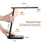 LED Desk Lamp with Wireless Charger & Clock