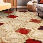 Large Beige Indoor Area Rug - Modern Geometric