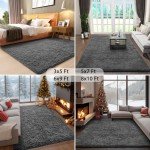 Grey Fluffy Shag Area Rug for Home Decor