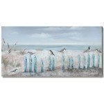 Coastal Blue Hand-Painted Ocean Wall Art