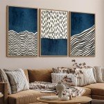 Mid Century Boho Geometric Canvas Wall Art Set