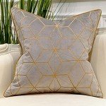 Grey Gold Plaid Throw Pillow Cover - 20 x 20 Inches