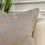 Grey Gold Plaid Throw Pillow Cover - 20 x 20 Inches