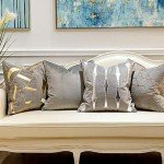 Grey Gold Plaid Throw Pillow Cover - 20 x 20 Inches