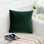 Set of 2 Dark Green Velvet Throw Pillow Covers