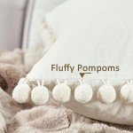 Cream Velvet Throw Pillow Covers with Pom-Poms - 2 Pack
