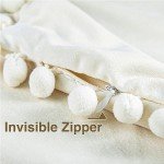Cream Velvet Throw Pillow Covers with Pom-Poms - 2 Pack