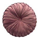 Velvet Round Pleated Throw Pillow in Blush