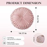 Velvet Round Pleated Throw Pillow in Blush