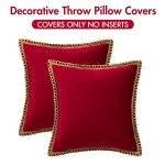 Set of 2 Wine Red Velvet Throw Pillow Covers