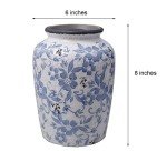 Vintage Light Blue Ceramic Floral Vase 8" H