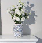 Vintage Light Blue Ceramic Floral Vase 8" H