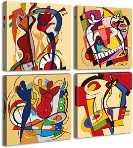 Colorful Music Wall Art - 4 Piece Canvas Set