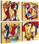 Colorful Music Wall Art - 4 Piece Canvas Set