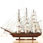 Large Wooden Sailboat Model for Home Decor