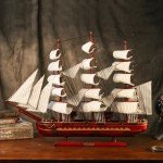 Large Wooden Sailboat Model for Home Decor