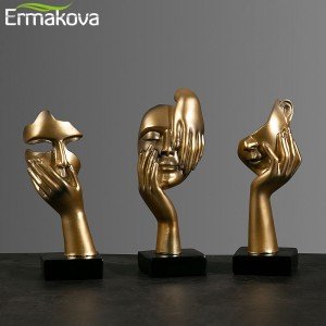 Resin Abstract Mask Statue for Home Decor
