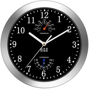 HITO 10-Inch Silent Wall Clock with Glass Cover