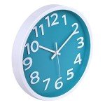 Silent 12-Inch Aqua Wall Clock for Indoor/Outdoor Decor