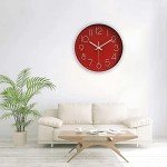 Red 12-Inch Silent Wall Clock for Home Decor