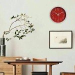 Red 12-Inch Silent Wall Clock for Home Decor