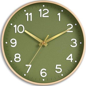 Green Silent Wall Clock - 8 Inch Modern Decor